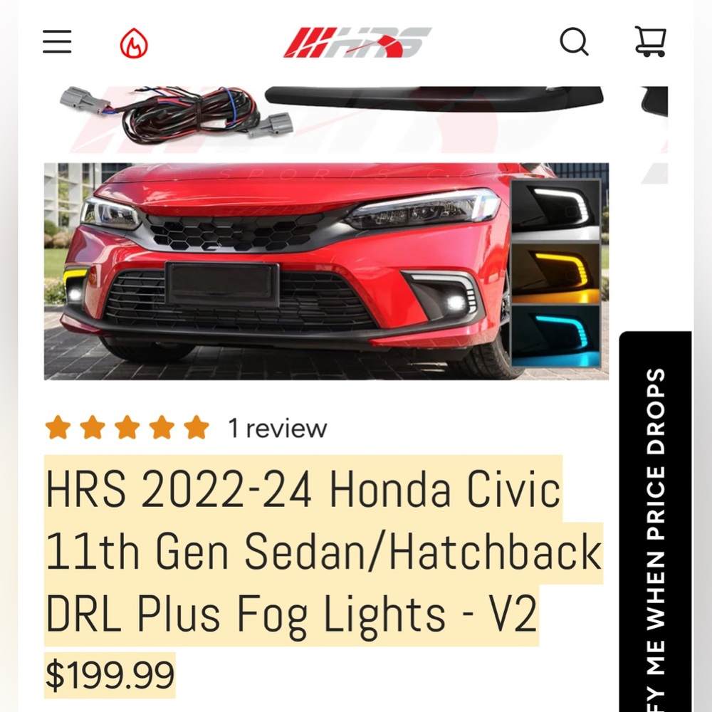 NWOT HRS DRL Plus Fog Lights for Honda Civic